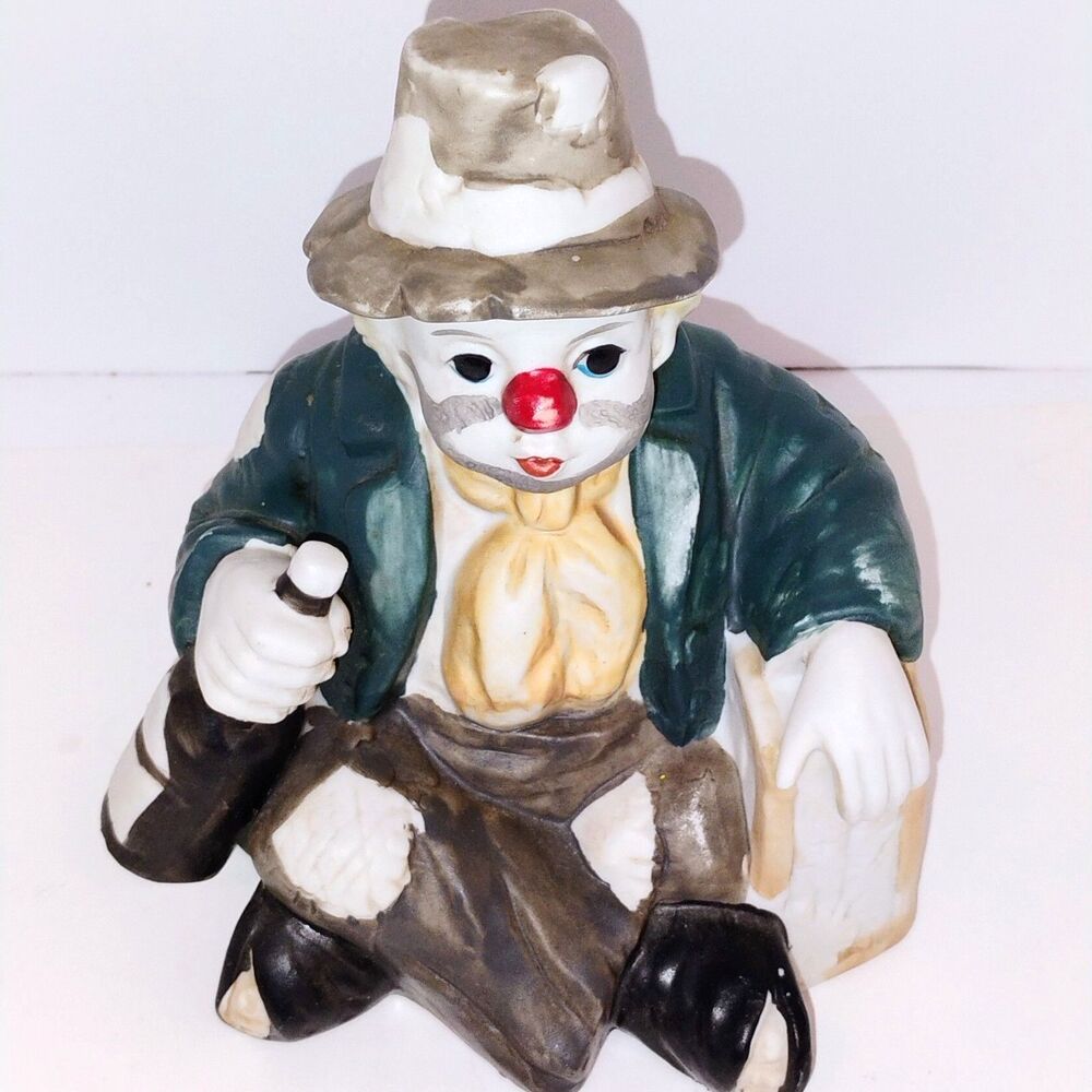 Vintage Clown Figurine Music Box • Ceramic • Works Perfectly • Retro Decor